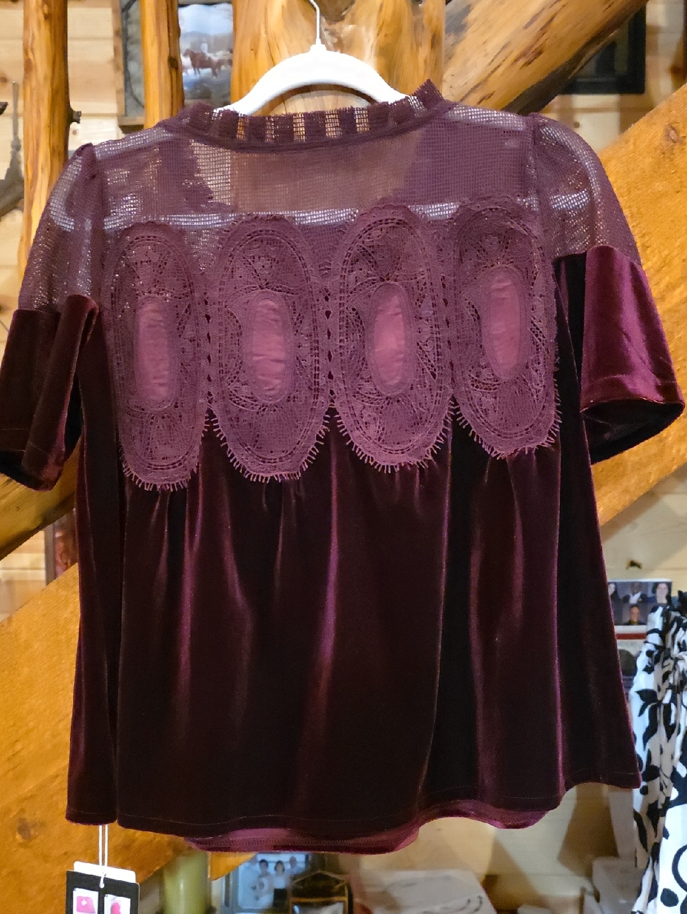 Burgundy Velvet Ladies Top.